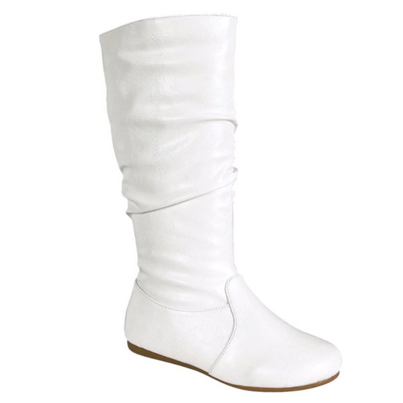 New Women New White Slouchy Mid-Calf Flat Riding Boots